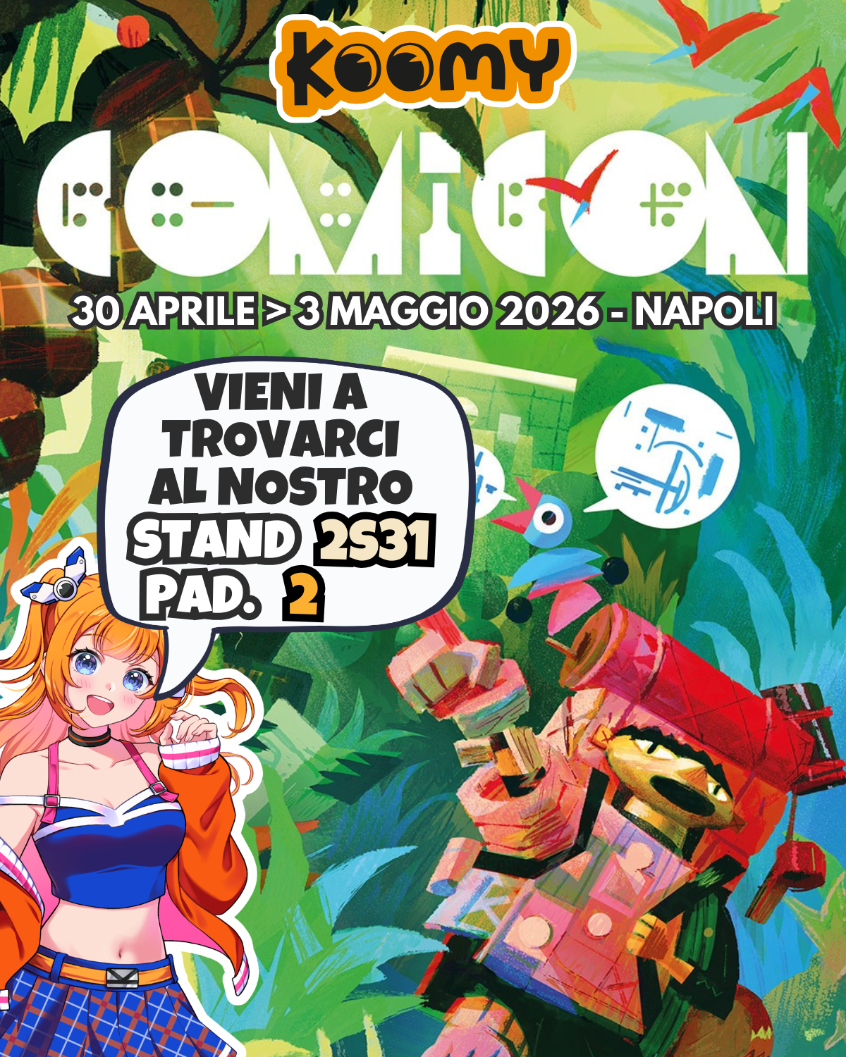 Koomy al Comicon Napoli 2026: stand 2S31 Pad. 2